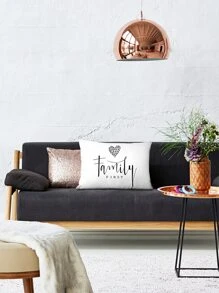 Funda De Almohada Lumbar Gráfica Con Eslogan, Funda De Cojín, Sin Relleno, Para Sofá/sala De Estar