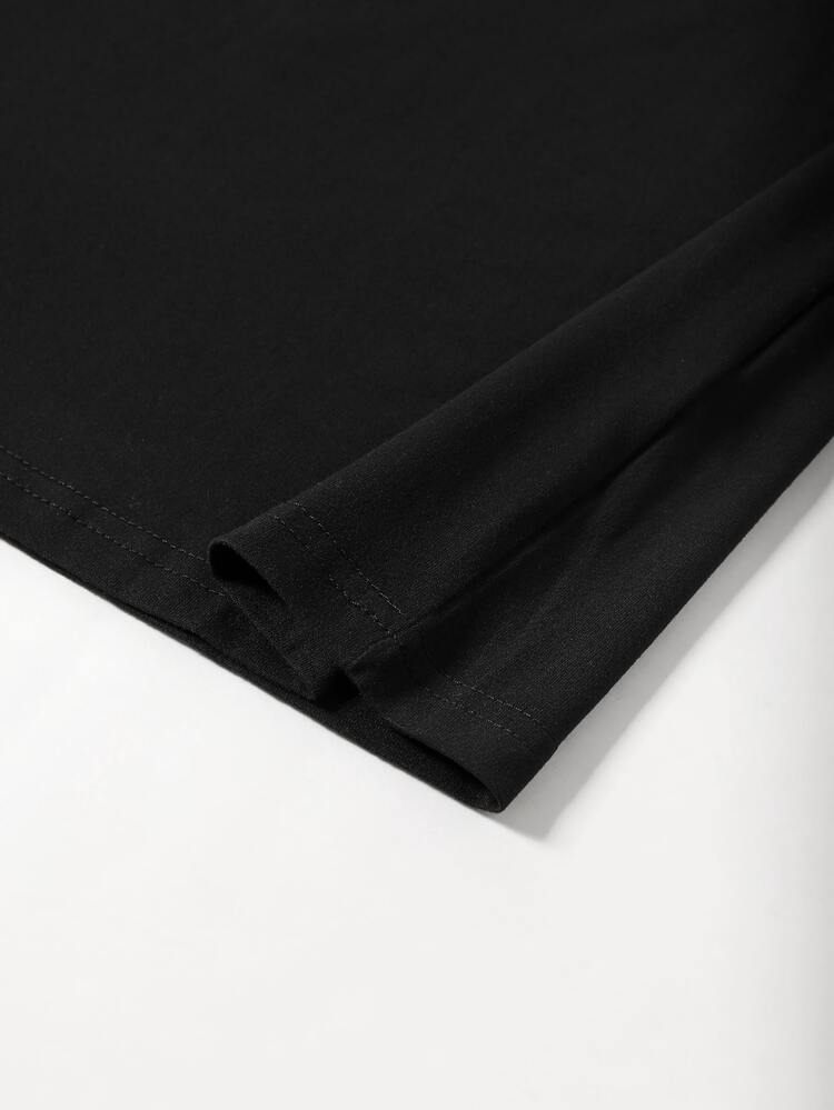 Camiseta con estampado de dibujos animados - Negro - Añade 3