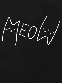 Camiseta con estampado de dibujos animados - Negro - Ver 4