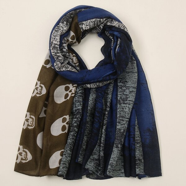 

Skull Print Scarf, Multicolor