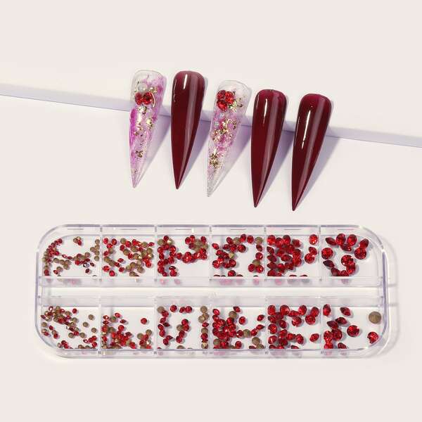 

1box Rhinestone Nail Art Decoration, Red