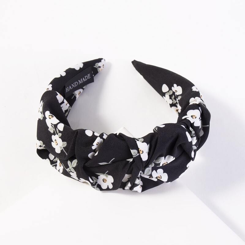 

Flower Print Hair Hoop, Black
