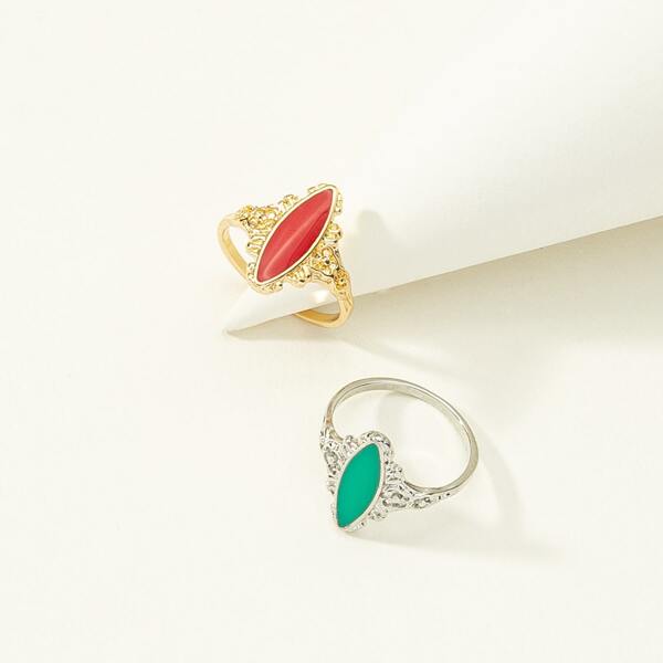 

2pcs Geometric Decor Ring, Multicolor