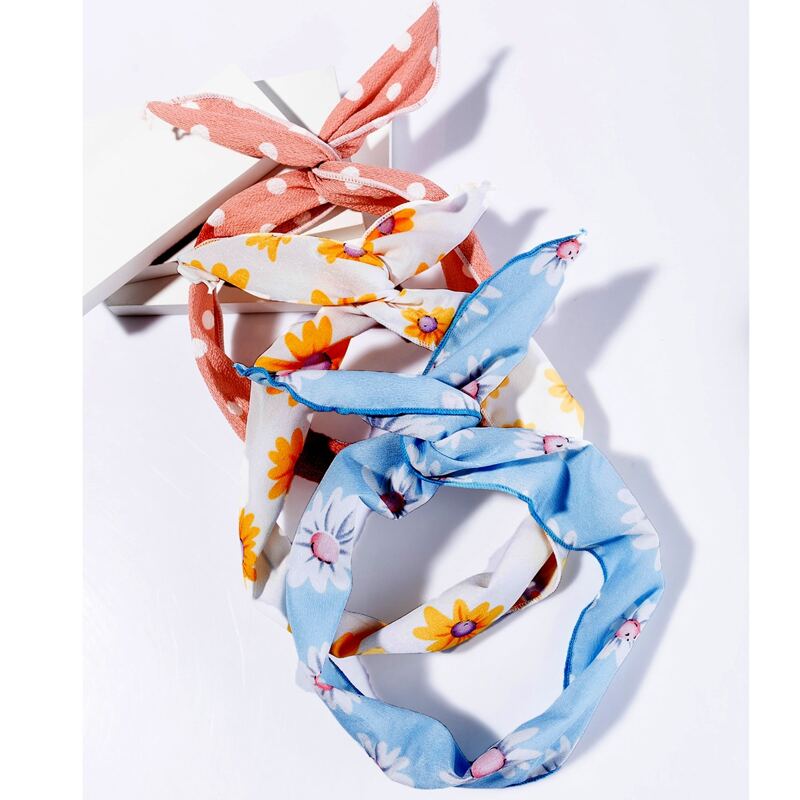 

3pcs Flower Print Hair Band, Multicolor