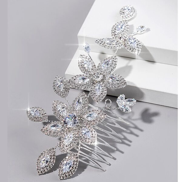 

Zircon Decor Hairpin Comb, Silver