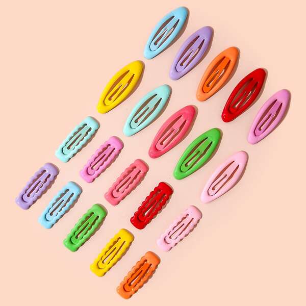 

20pcs Toddler Girls Simple Hair Clip, Multicolor