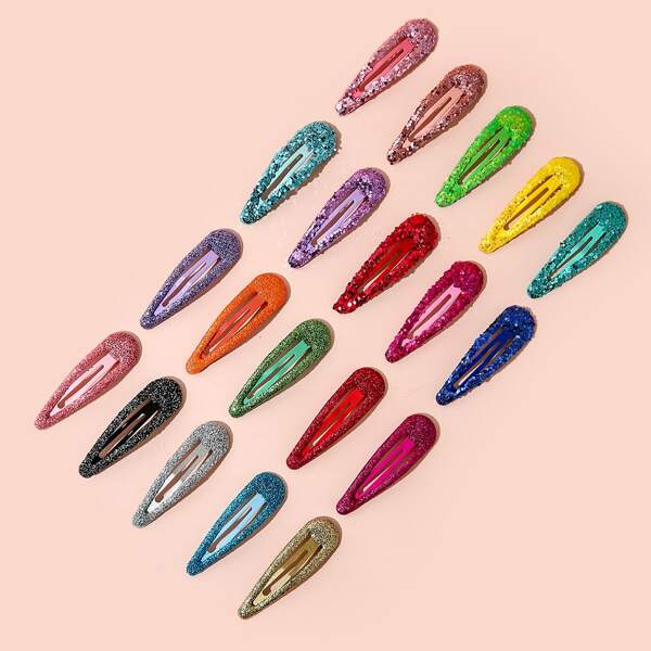 

20pcs Toddler Girls Sequin Decor Hair Clip, Multicolor