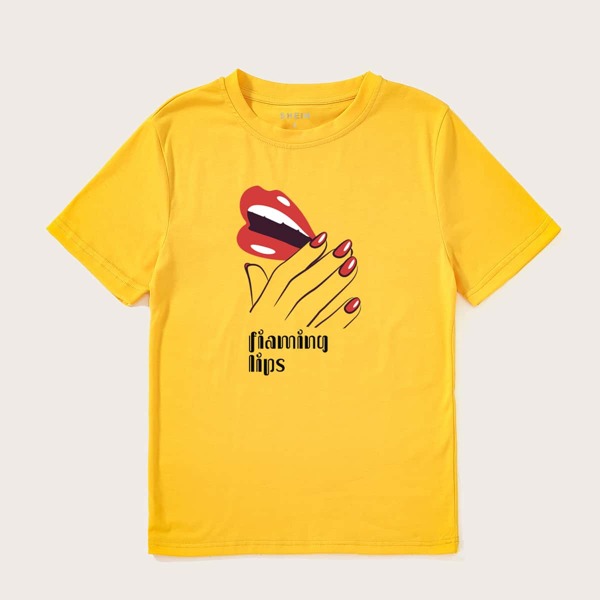 

Lip And Letter Graphic Tee, Yellow