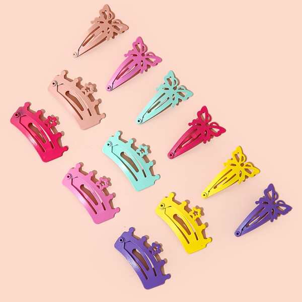 

12pcs Toddler Girls Butterfly Design Hair Clip, Multicolor