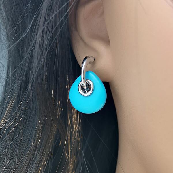 

Turquoise Decor Earrings, Silver