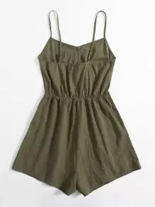 Soleia 單排扣吊帶連身短褲