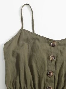 Soleia 單排扣吊帶連身短褲