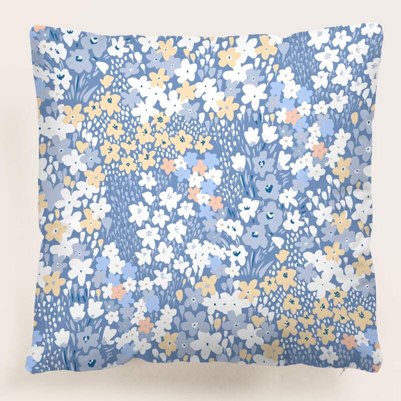 

1pc Flower Print Pillow Cover Without Filler, Multicolor