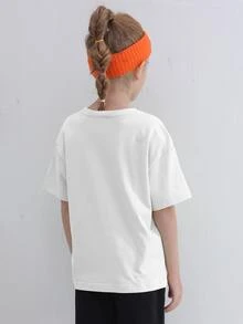 Girls Drop Shoulder Letter Graphic Tee