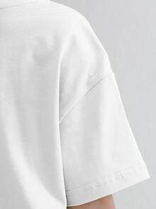 Girls Drop Shoulder Letter Graphic Tee