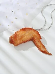 Chicken Wing Charm Necklace - Orange - View 1