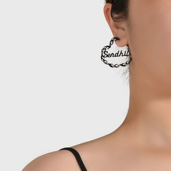 

Letter Decor Earrings, Black