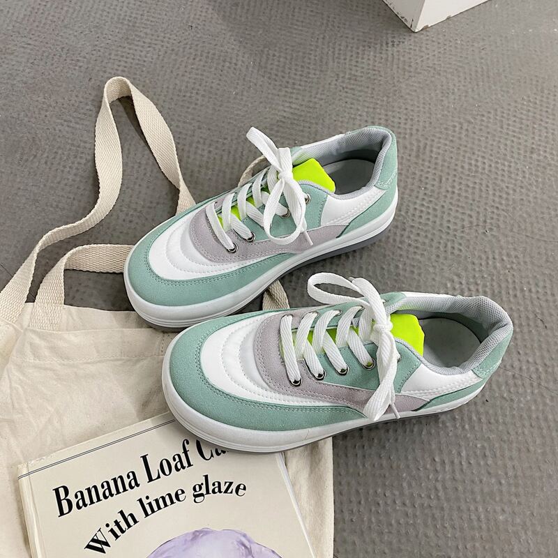 

Colorblock Lace-up Skate Shoes, Green