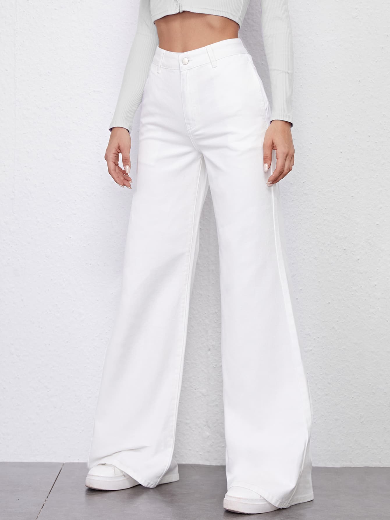 SHEIN 高腰寬管褲子