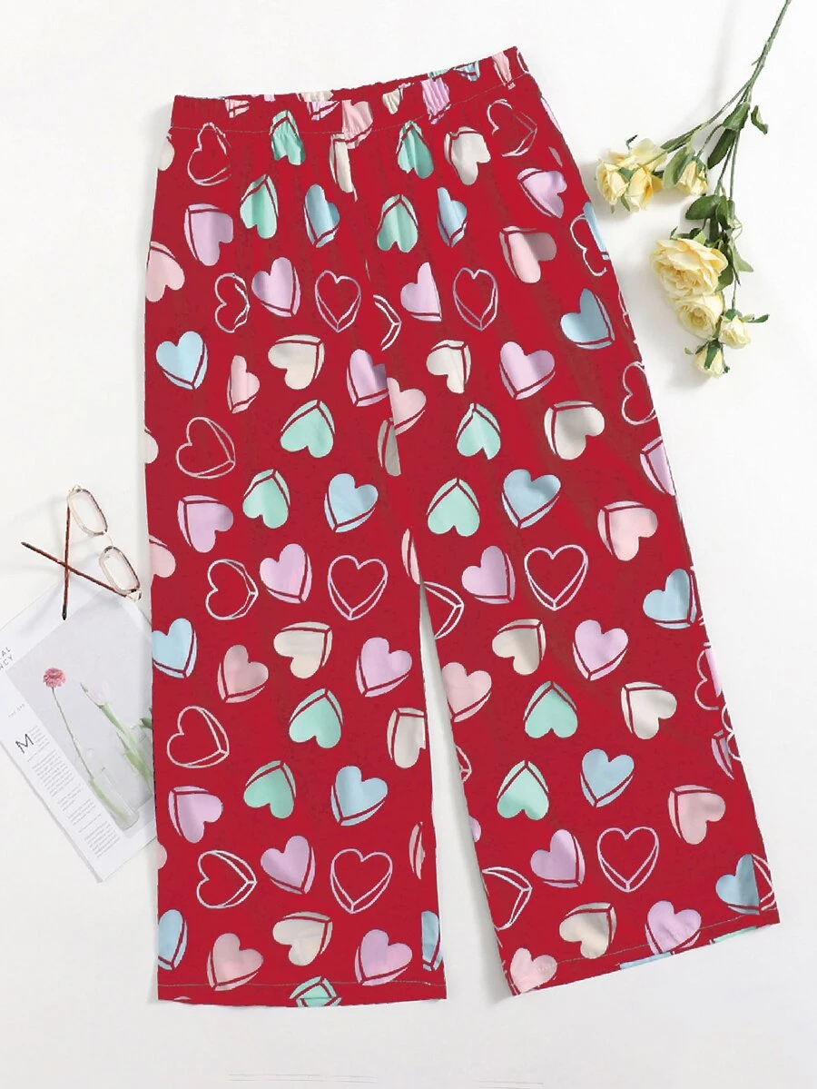 Pantalones de dormir con corazón - Rojo - Ver 1