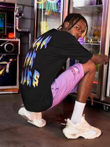 Manfinity RebelGame Men Fire Print Tee - Black - View 1