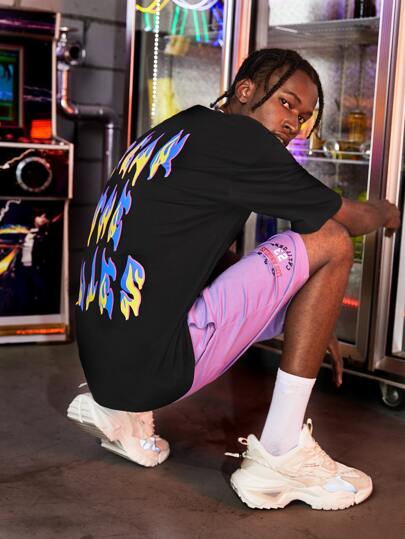 تي شيرت بطباعة شعلة للرجال