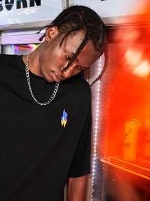 Manfinity RebelGame Men Fire Print Tee - Black - View 5