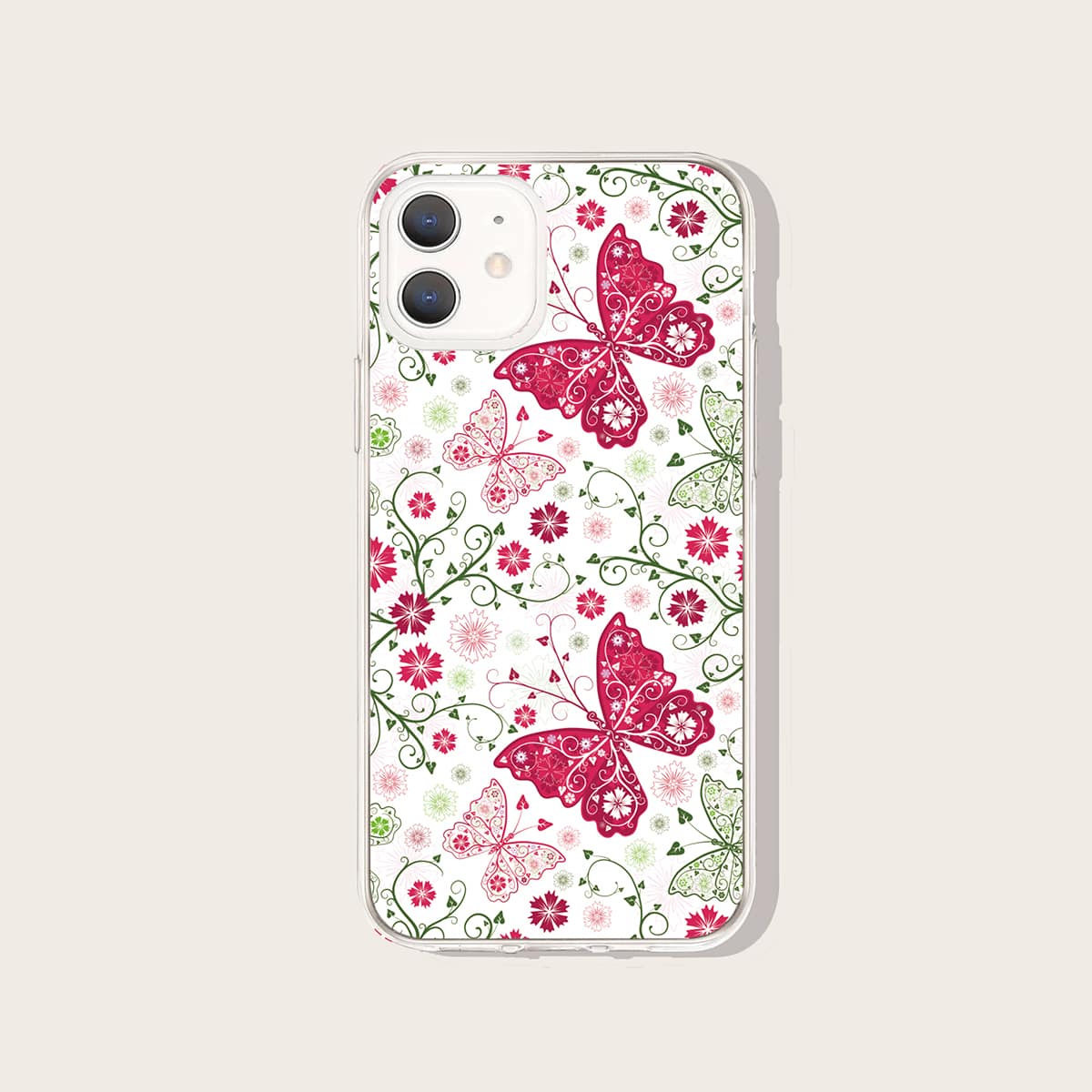 

Butterfly Print Phone Case, Clear