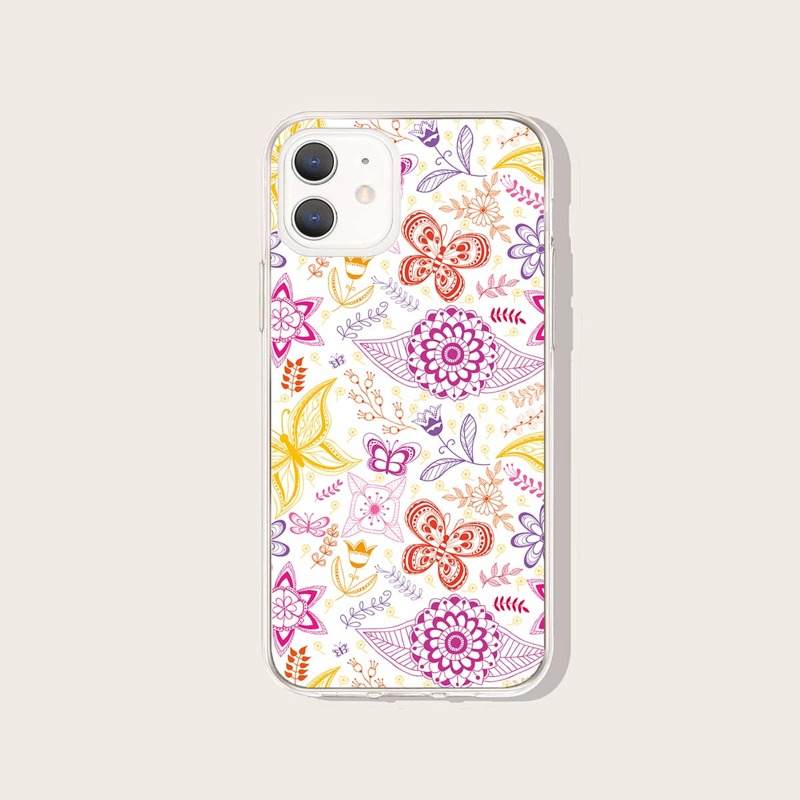 

Floral & Butterfly Phone Case, Clear
