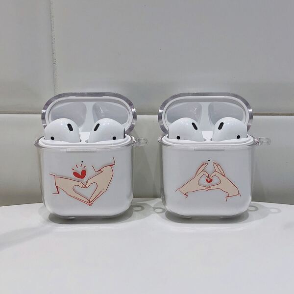 

2pcs Gesture Pattern Clear Case For Airpods