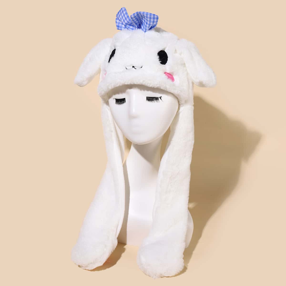 

Cartoon Graphic Ear Decor Fluffy Hat, White