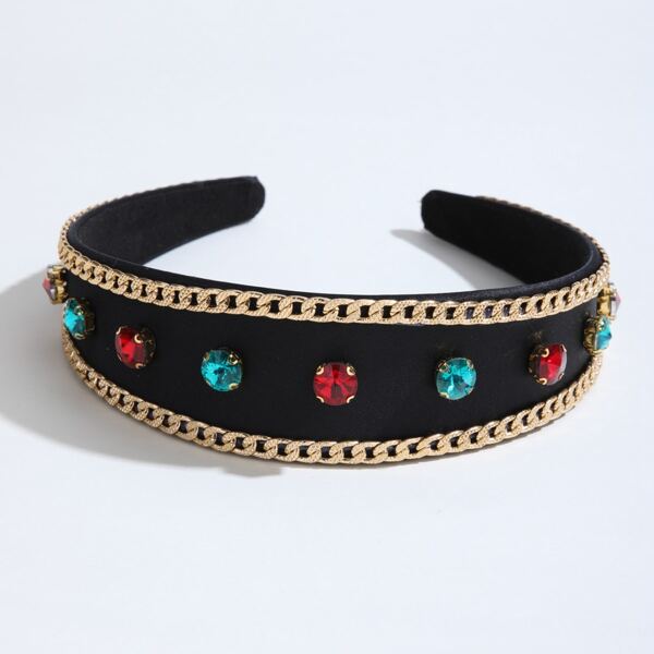 

Rhinestone & Chain Decor Hair Hoop, Black