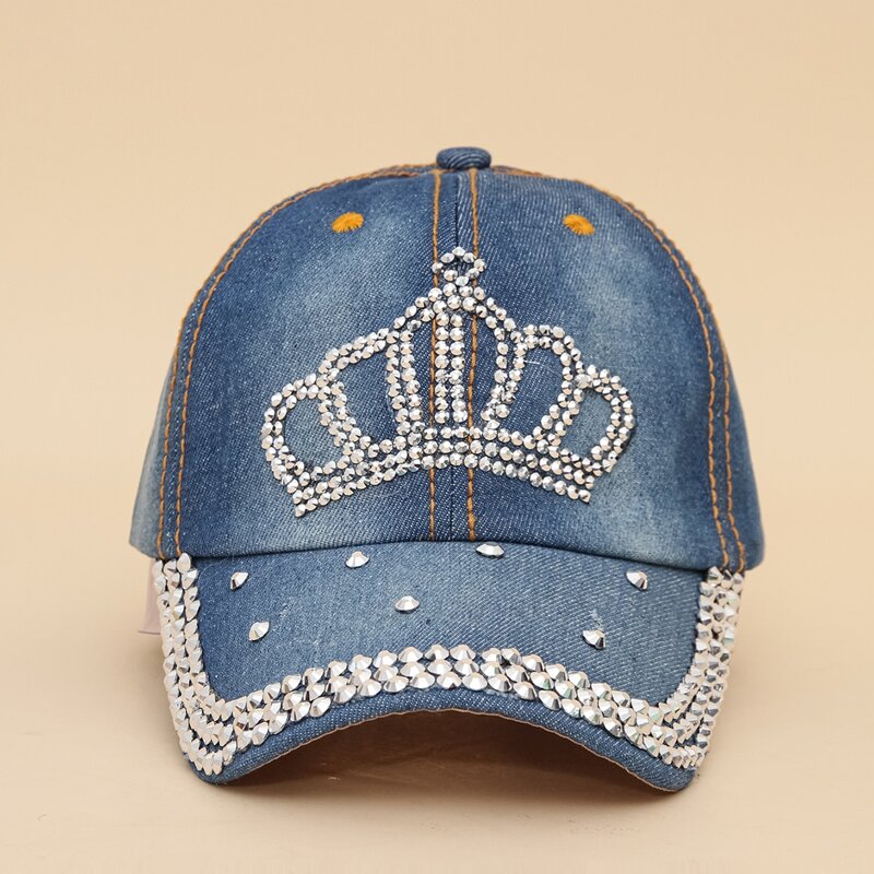 

Rhinestone Decor Baseball Cap, Blue