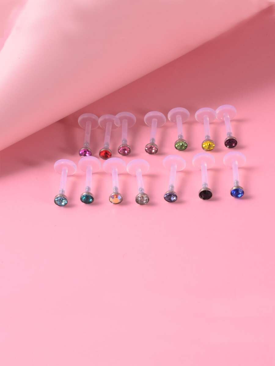 14 Cái/bộ Màu Ngẫu Nhiên Môi Bông Dành Cho Phụ Nữ Và Nam Giới, Punk Xuyên, một Cơ Thể Thời Trang Trang Sức Quà Tặng Cho Bất Kỳ Dịp Nào - Nhiều màu - Xem 1