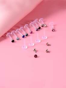 14 Cái/bộ Màu Ngẫu Nhiên Môi Bông Dành Cho Phụ Nữ Và Nam Giới, Punk Xuyên, một Cơ Thể Thời Trang Trang Sức Quà Tặng Cho Bất Kỳ Dịp Nào - Nhiều màu - Xem 3