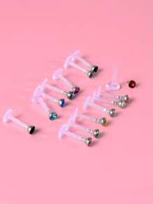 14 Cái/bộ Màu Ngẫu Nhiên Môi Bông Dành Cho Phụ Nữ Và Nam Giới, Punk Xuyên, một Cơ Thể Thời Trang Trang Sức Quà Tặng Cho Bất Kỳ Dịp Nào - Nhiều màu - Xem 4