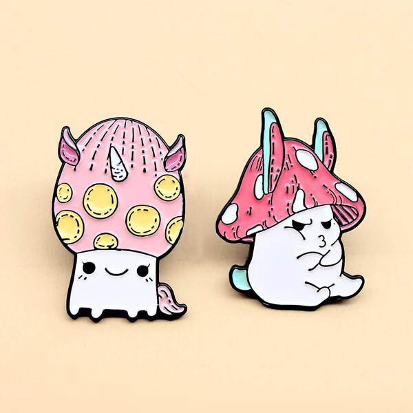 

2pcs Cartoon Brooch, Multicolor