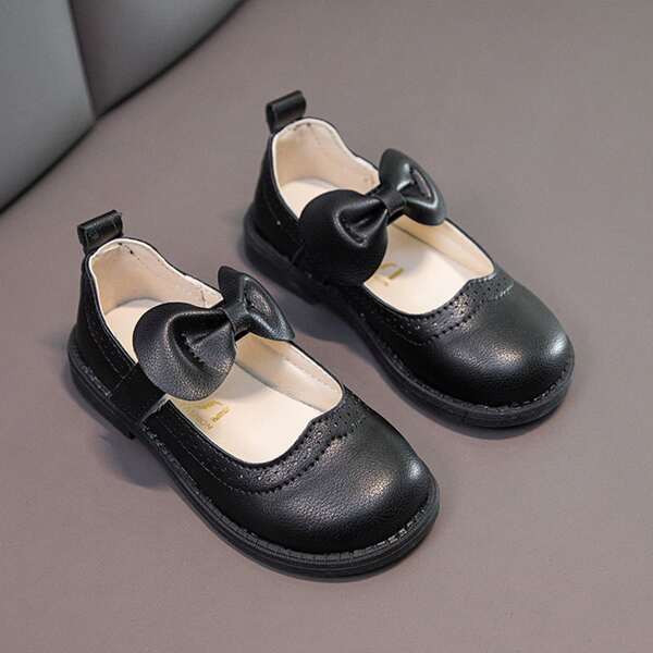 

Toddler Girls Bow Decor Flats, Black