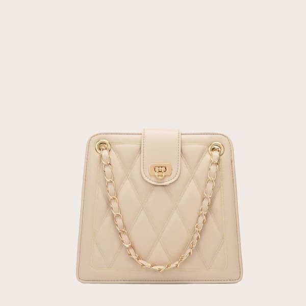 

Quilted Chain Shoulder Bag, Khaki