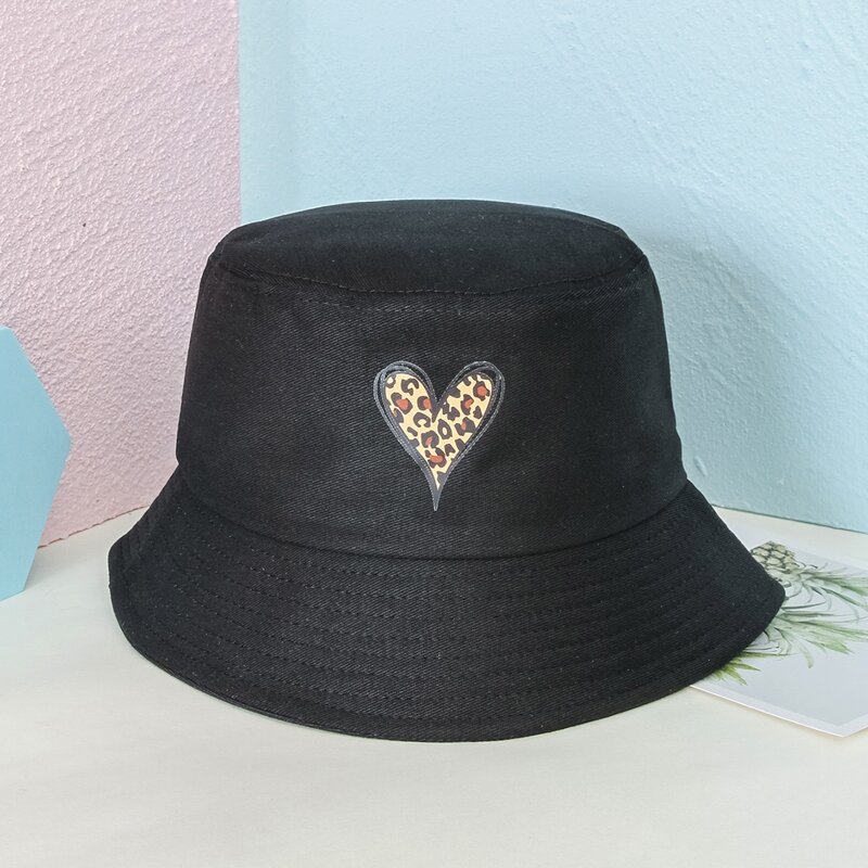 

Leopard Heart Bucket Hat, Black