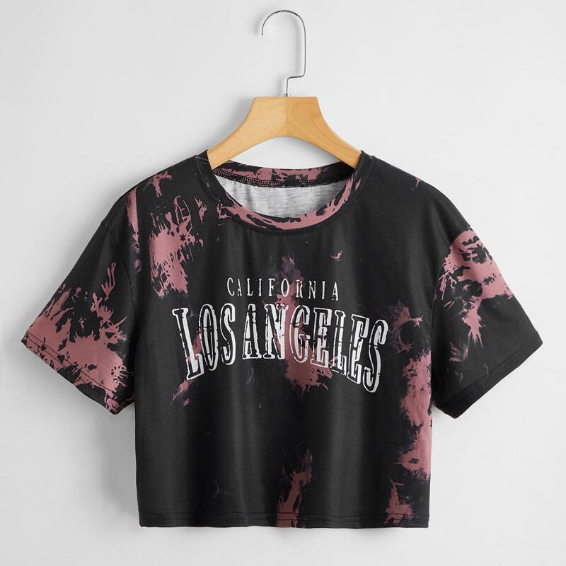 

Letter Tie Dye Crop Tee, Multicolor