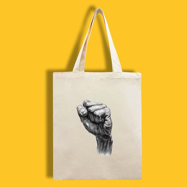 

Hand Graphic Shopper Bag, Beige