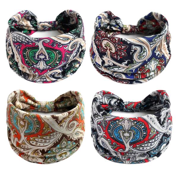 

4pcs Allover Graphic Hair Band, Multicolor