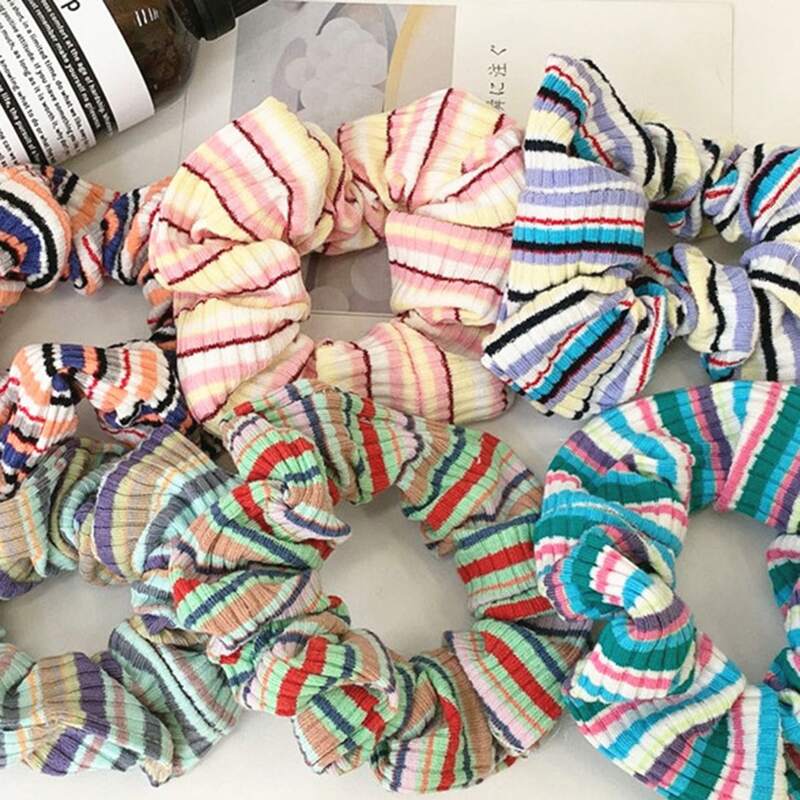 

2pcs Random Striped Scrunchie, Multicolor