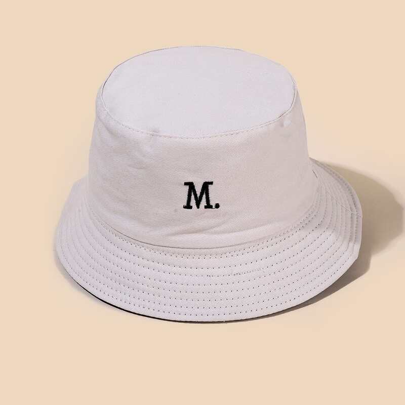 

Letter Graphic Embroidery Bucket Hat, Beige