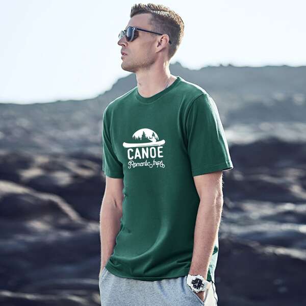 

Men Letter Graphic Tee, Dark green