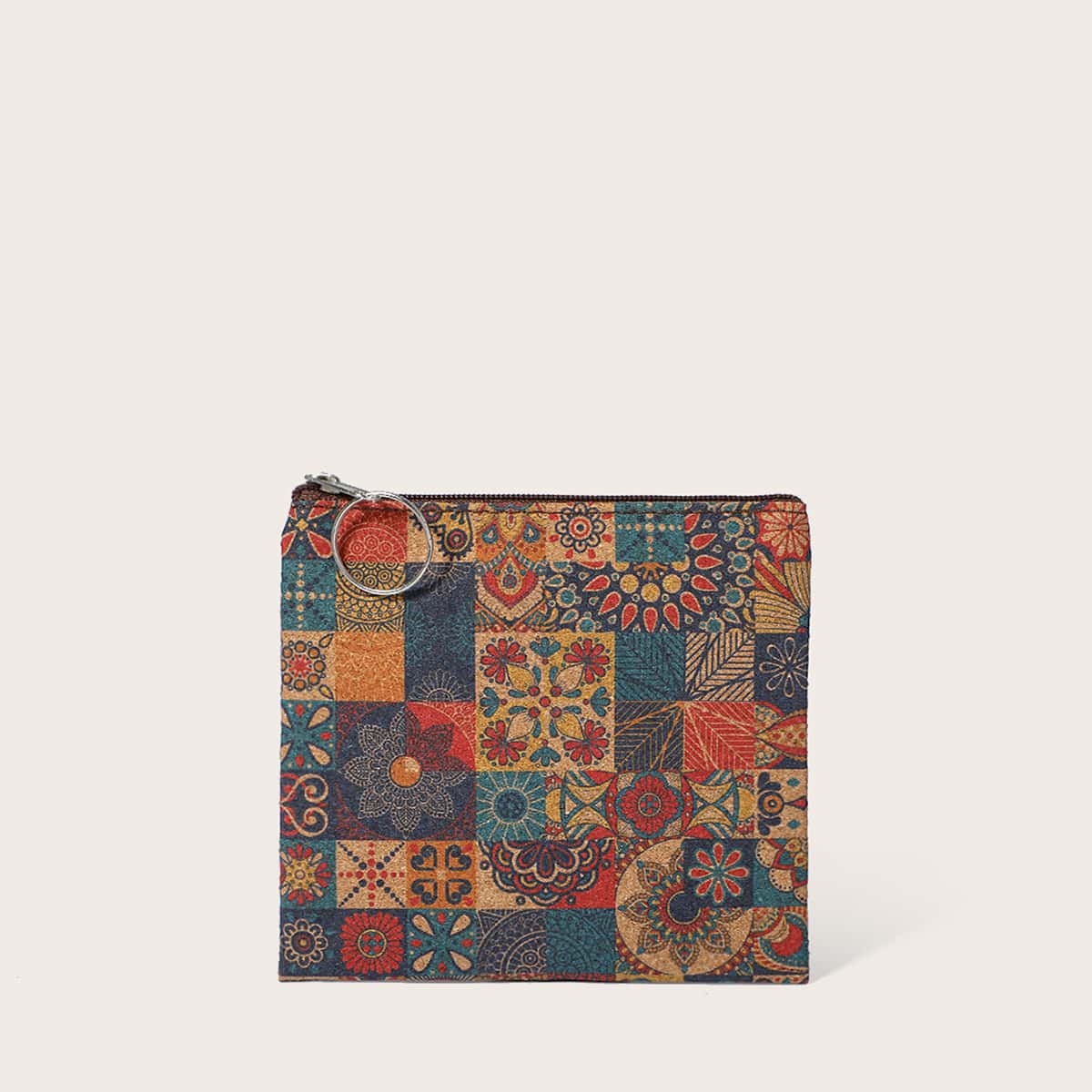 

Floral Graphic Zip Purse, Multicolor