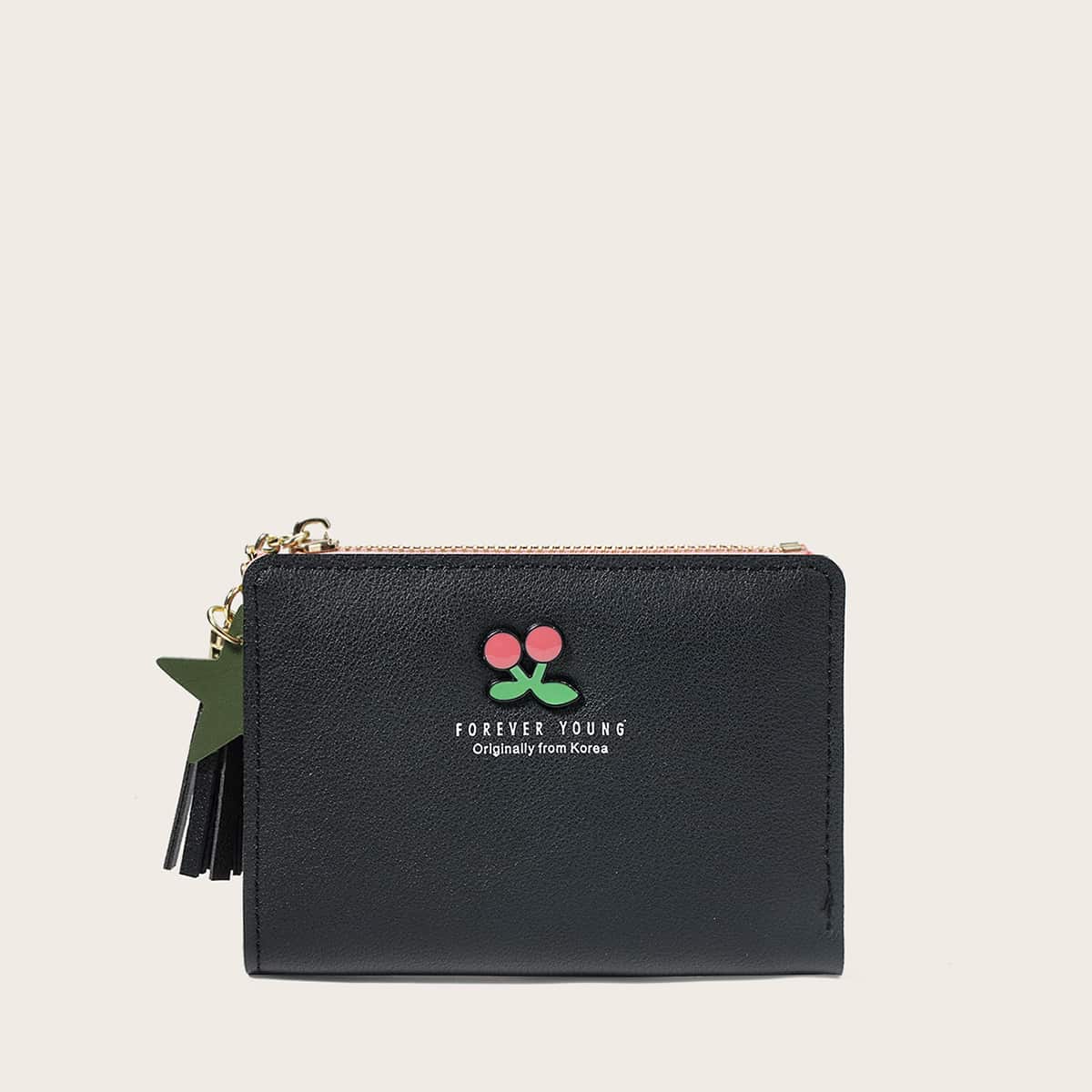 

Star & Tassel Zip Purse, Black