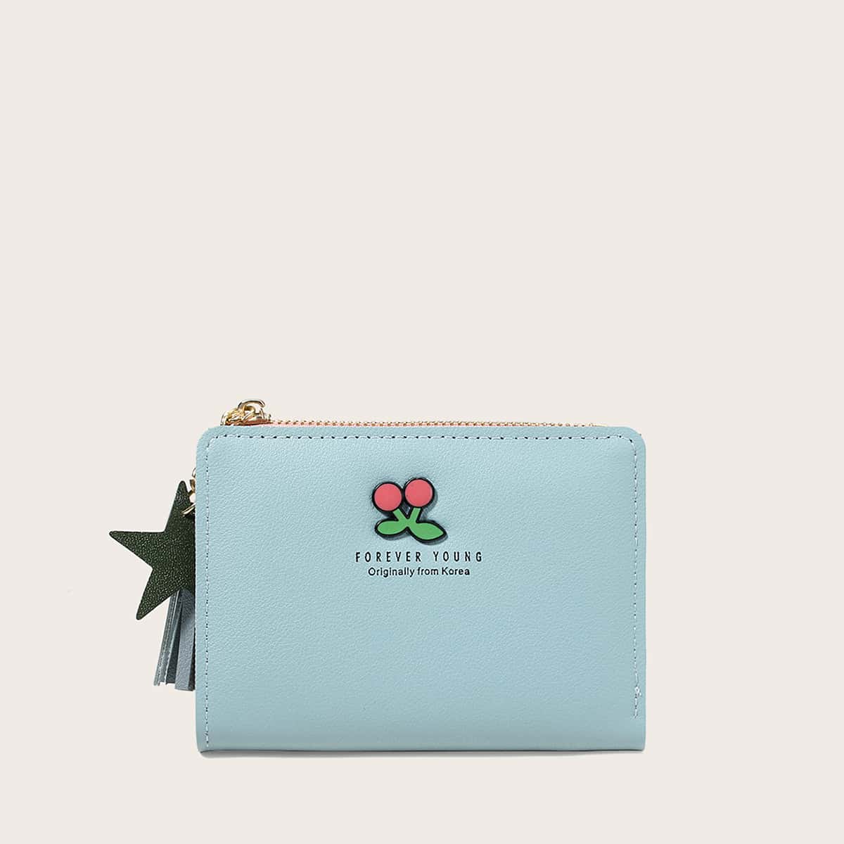 

Star & Tassel Zip Purse, Baby blue