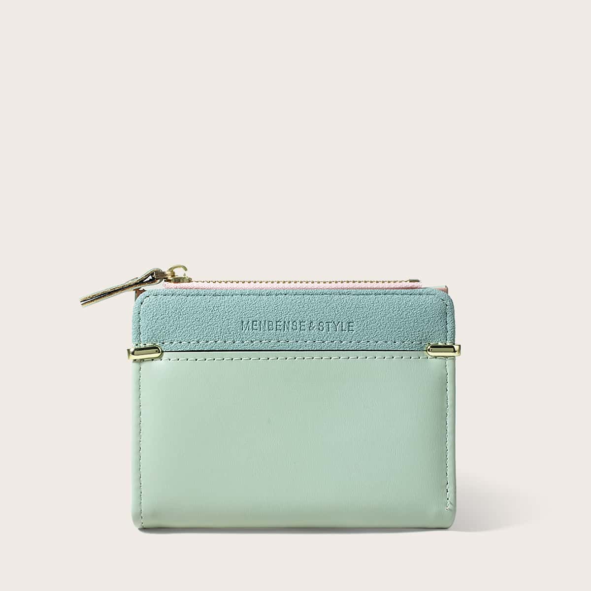 

Color Block Zip Purse, Green